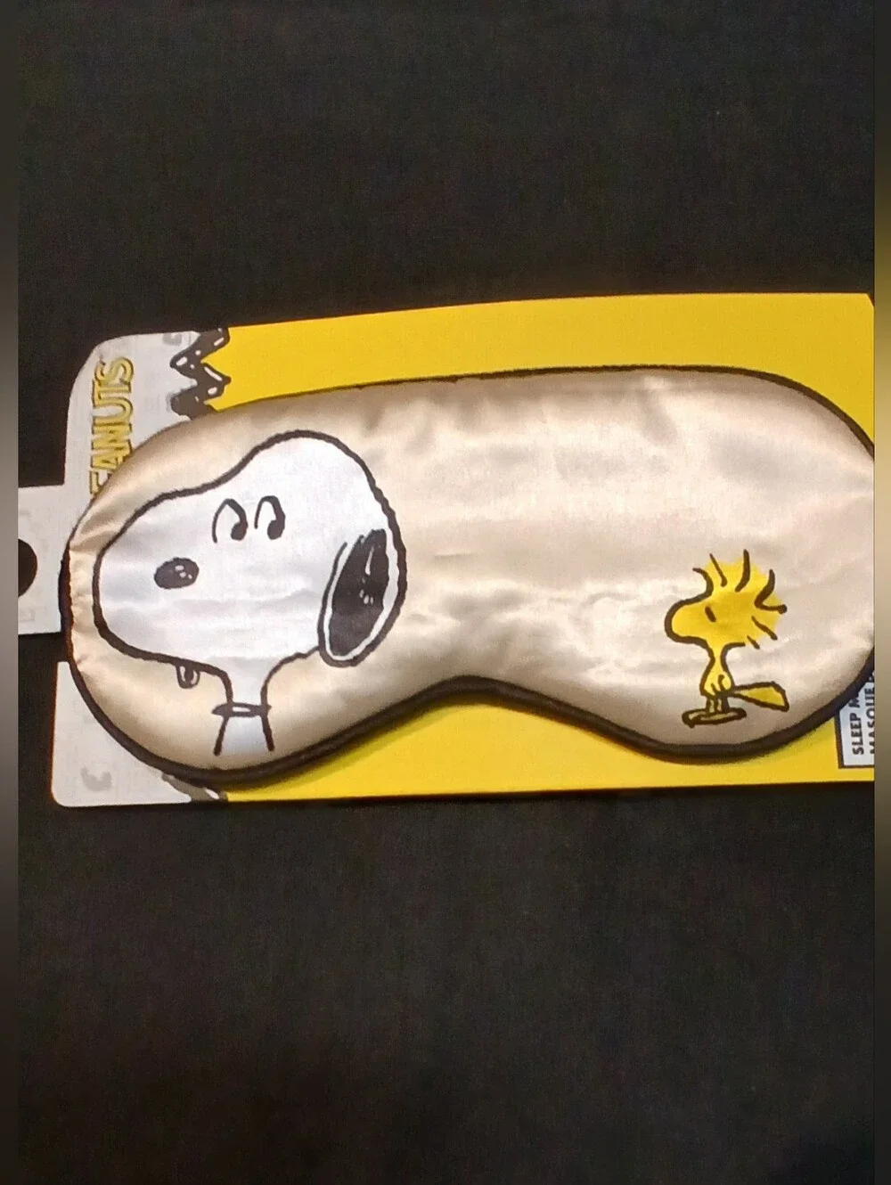 Peanuts -Sleep Mask, Fabric Covered Elastic Headband Snoopy/Woodstock On Front